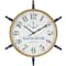 33" White & Blue Wood & Rope Ship Wheel Decorative Wall Clock